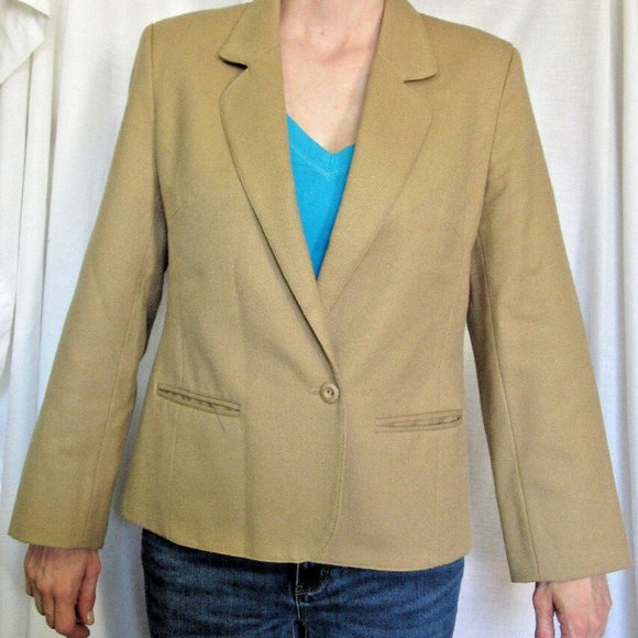 Brown Wool Jacket, Single Button Blazer, Horse - Picture 2 of 10